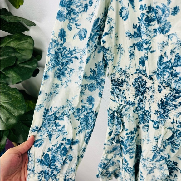 Gap x LoveShackFancy Blue Floral Ruffle Mini Dress Size Small - Picture 7 of 12